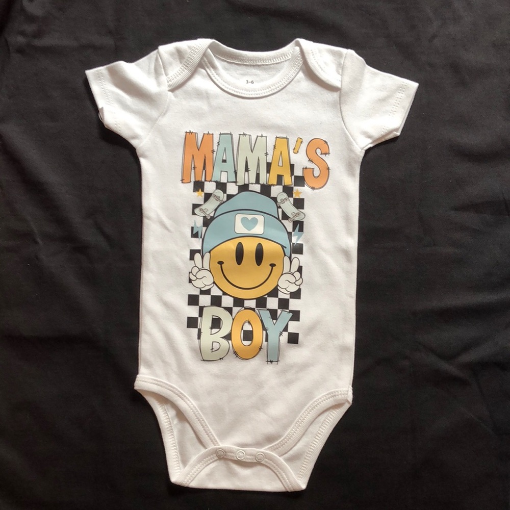 White and Orange Bodysuit with Graphic Design